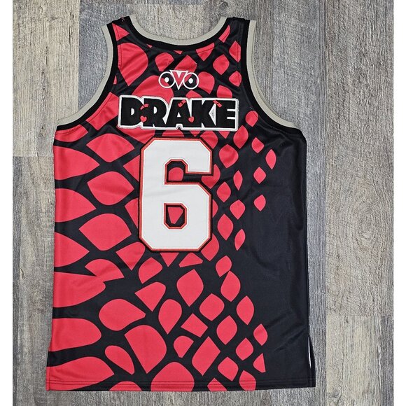 Drake OVO Octobers Very Own Basketball Jersey M Red Black Headgear Classics RARE - Picture 2 of 8